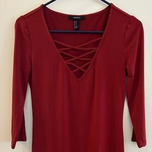 Forever 21 Red Mini Dress with Crisscross Detail